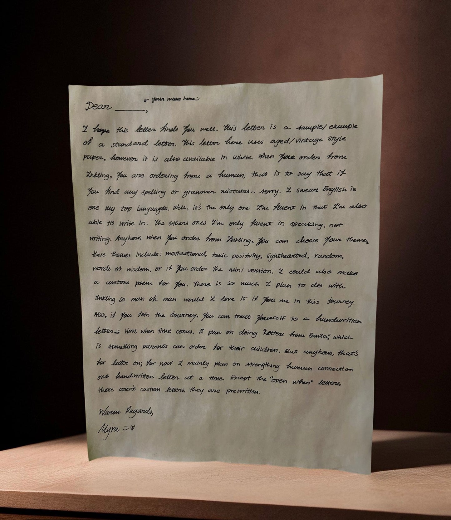 Standard Handwritten Letter